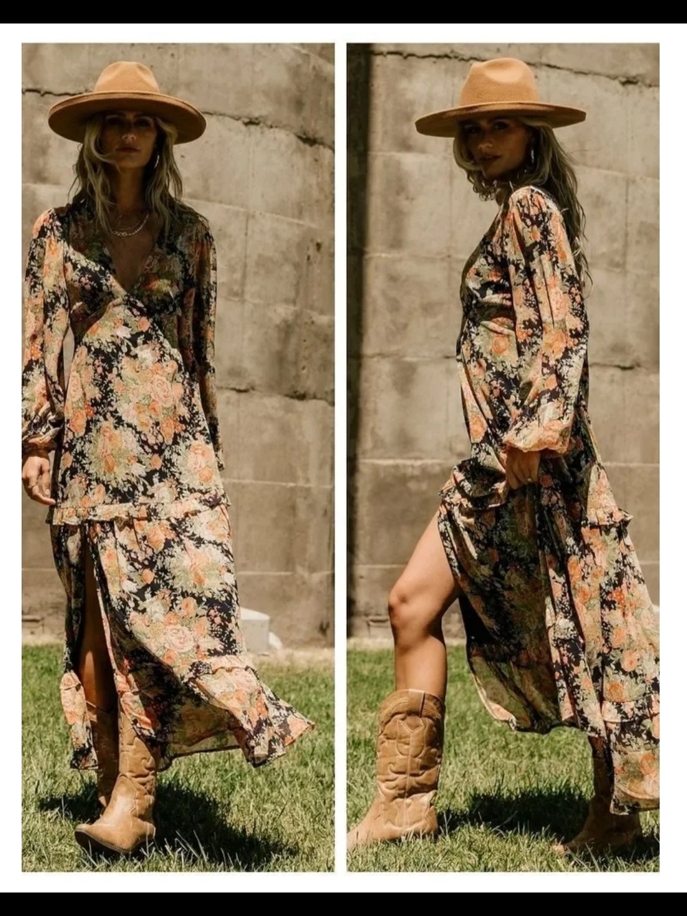 Baltic Born Bowman Deep V Maxi Dress | Navy Floral